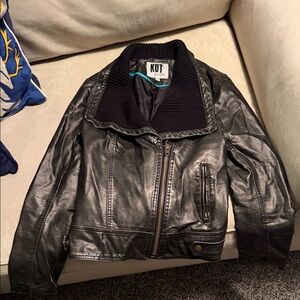 Kut from the Kloth Women's Charcoal Leather Jacket